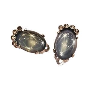 Vintage Jomaz Blue Rhinestone Clip-On Earrings